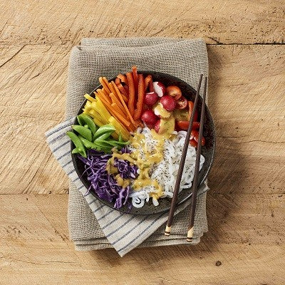Low Carb Rainbow Bowl mit Konjak-Nudeln