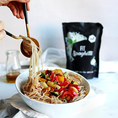 Kalorienarme Spaghetti-Gemüsepfanne